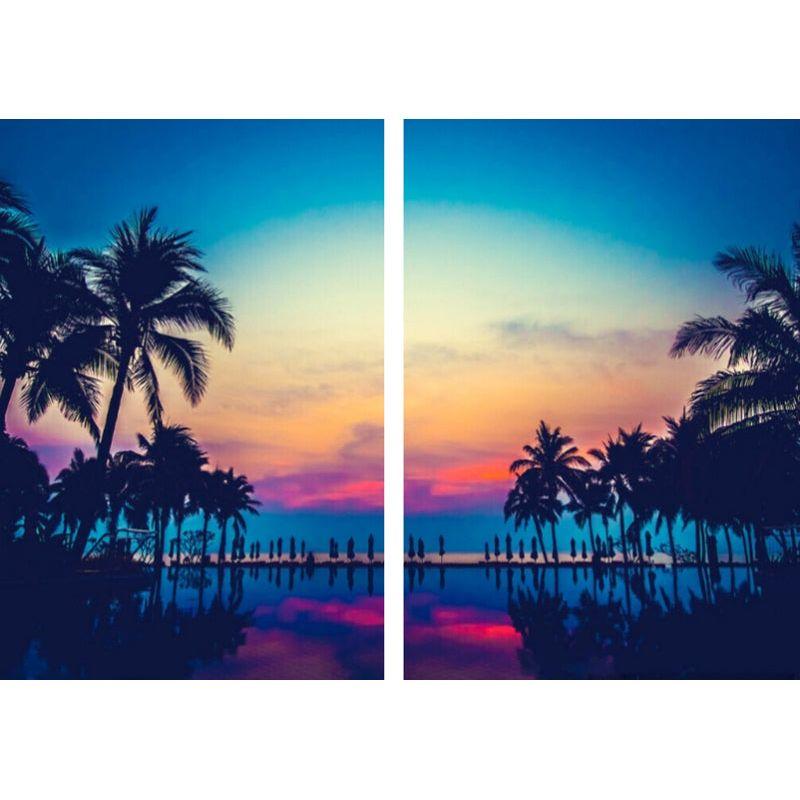 Sea View 3D Printing Blockout Curtains 2x131x160cm PINCH PLEAT Fabric Seascape