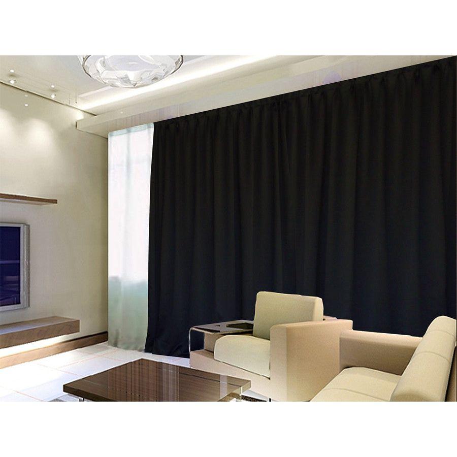 Blockout Curtains 560x230cm PINCH PLEAT Blackout High Level Fabric Black w/Hook