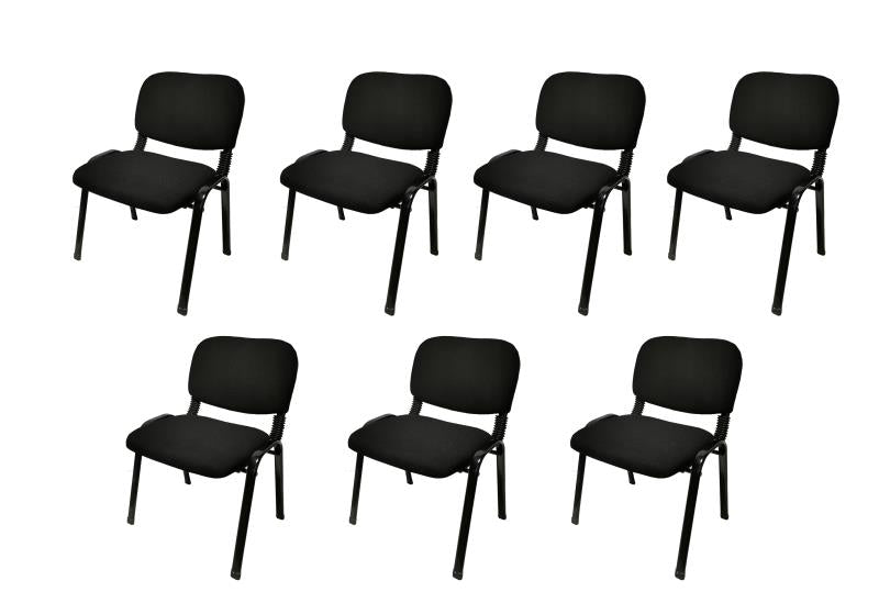 NNECN Stackable &amp; Linkable Office Conference Visitor Community  Chairs (Set of 7-Black)