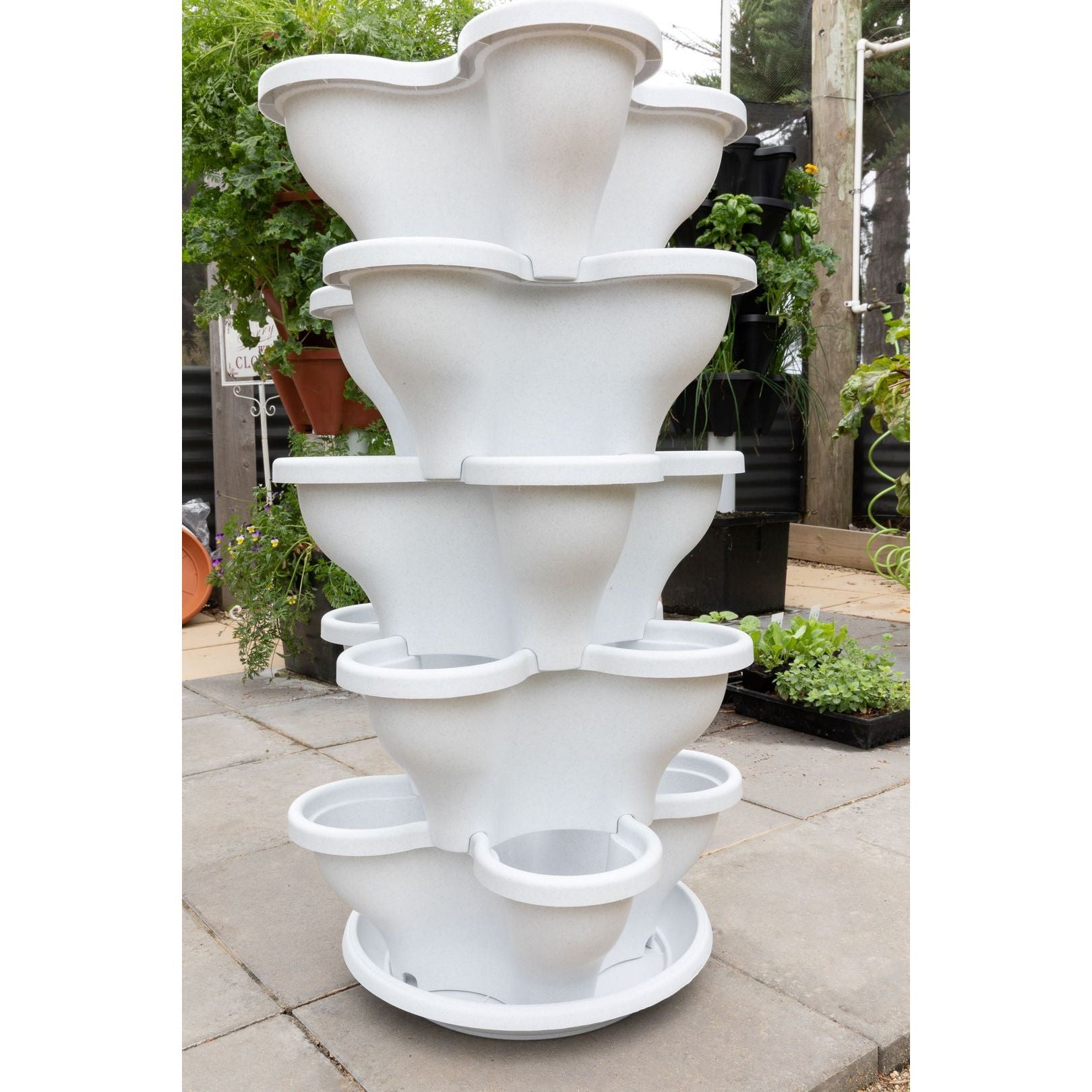 Single 5 Tier Extra Large Verandah Planter - Stone White