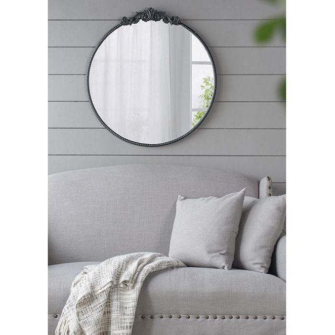 ROUND ORNATE METALLIC WALL MIRROR