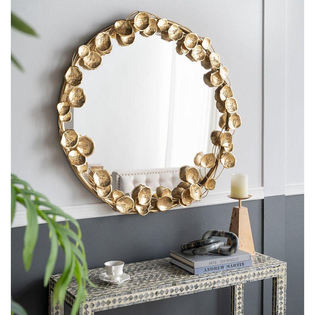 GOLD LEAF DESIGNER WALL MIRROR