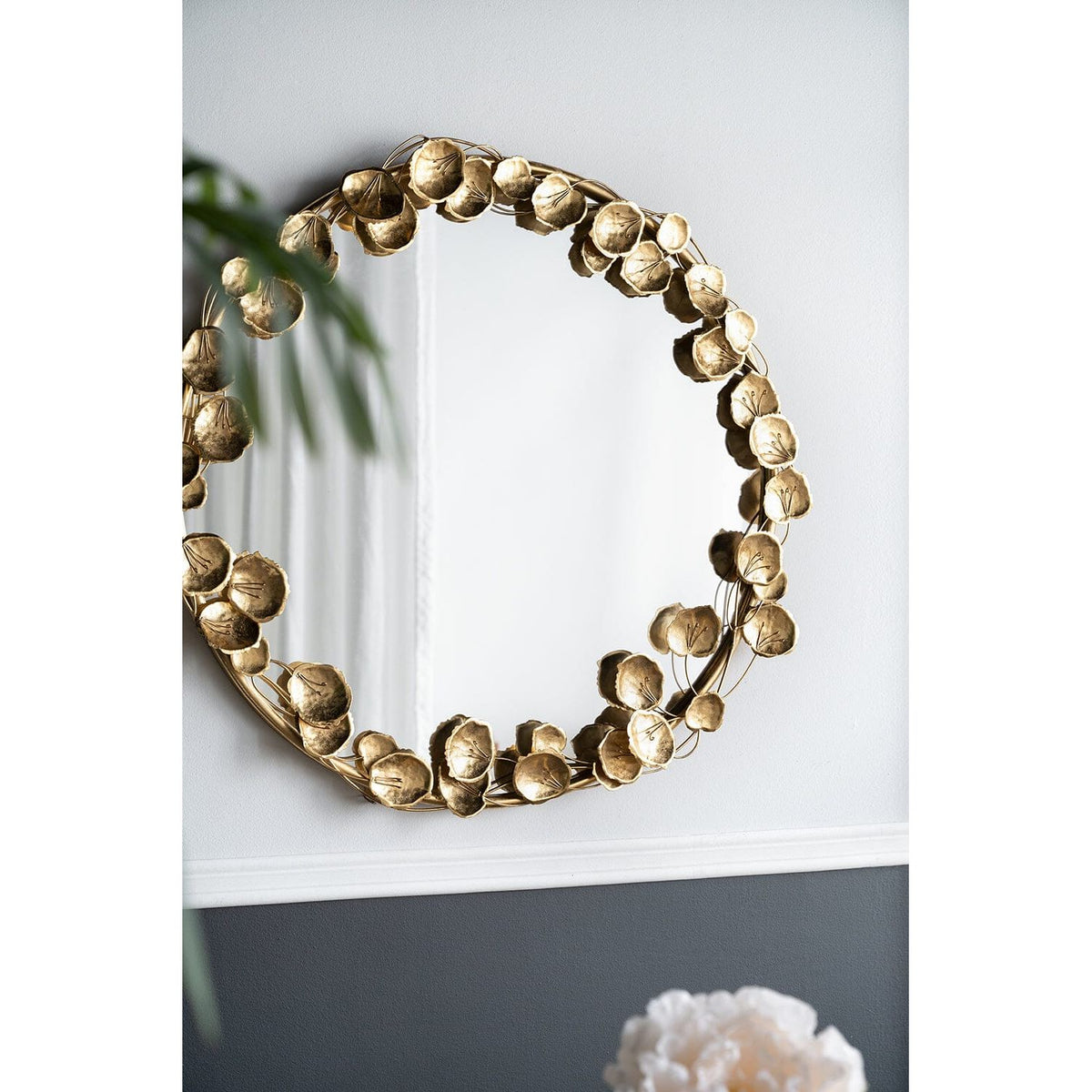 GOLD LEAF DESIGNER WALL MIRROR