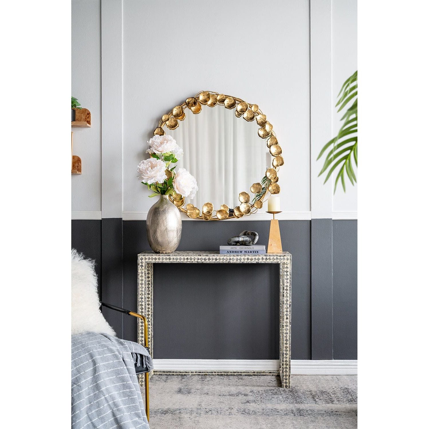 GOLD LEAF DESIGNER WALL MIRROR