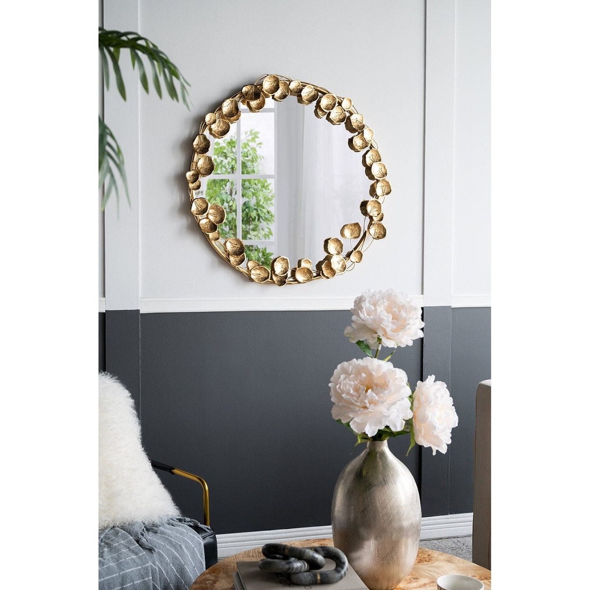 GOLD LEAF DESIGNER WALL MIRROR