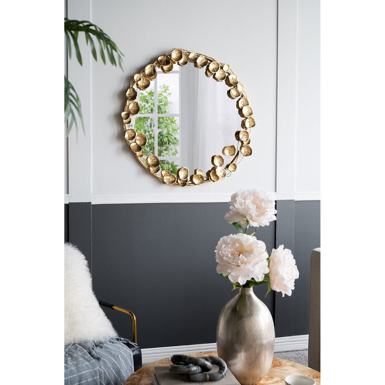 GOLD LEAF DESIGNER WALL MIRROR
