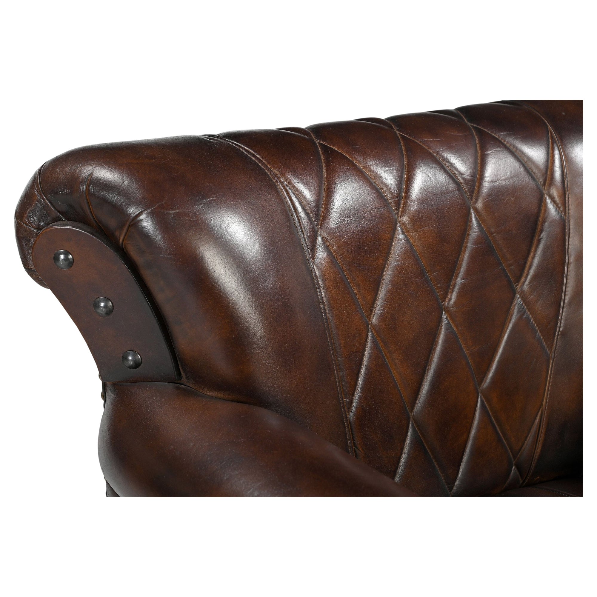 STUDDED LEATHER ARM CHAIR