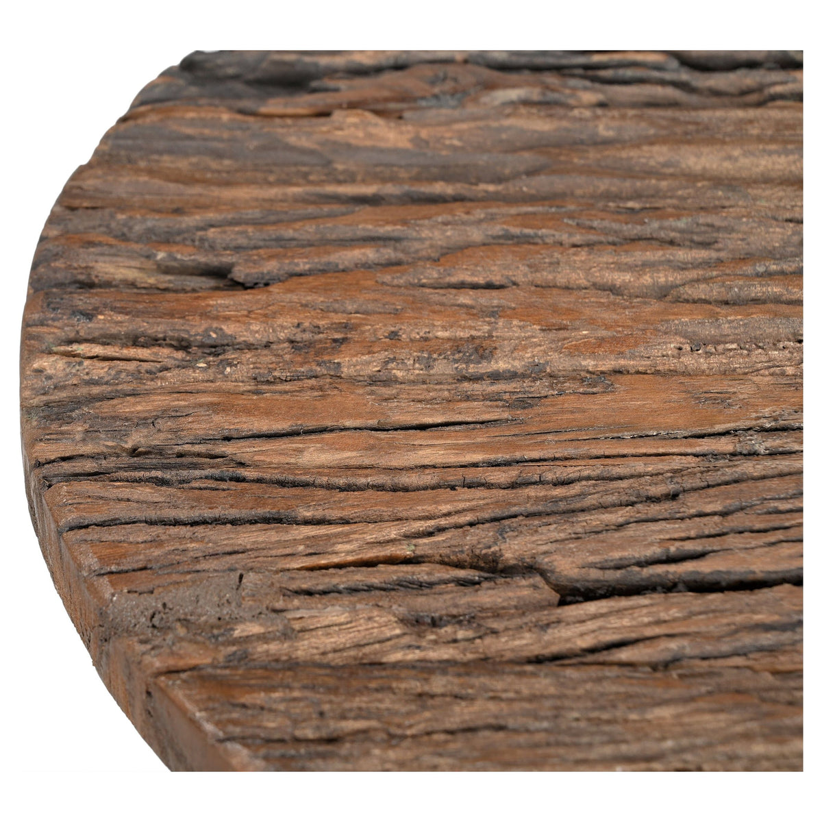 INVERTED WOOD AND IRON SIDE TABLE