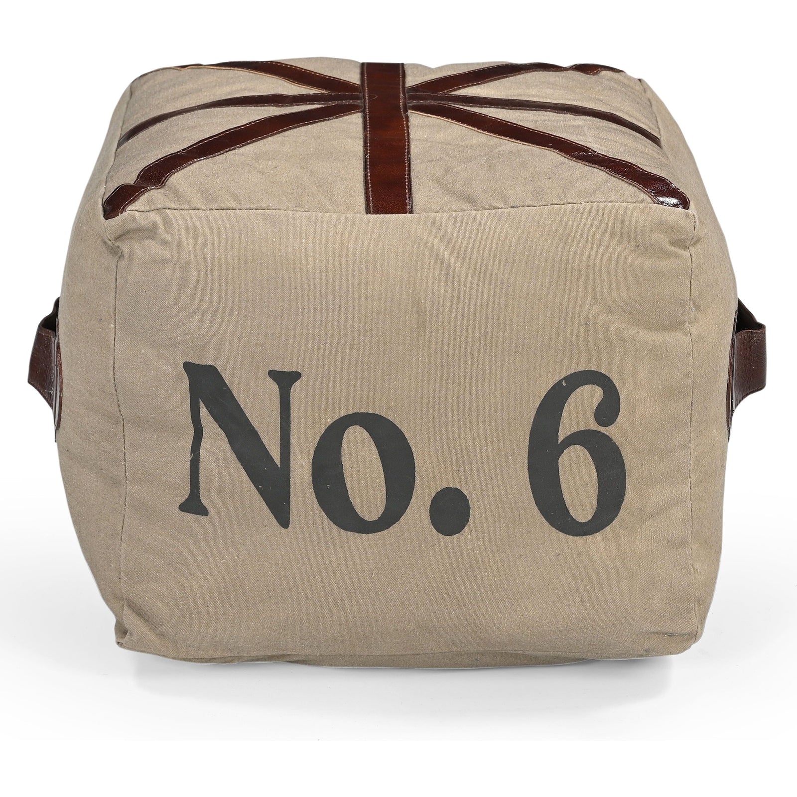 N0 6 SQUARE LEATHER OTTOMAN