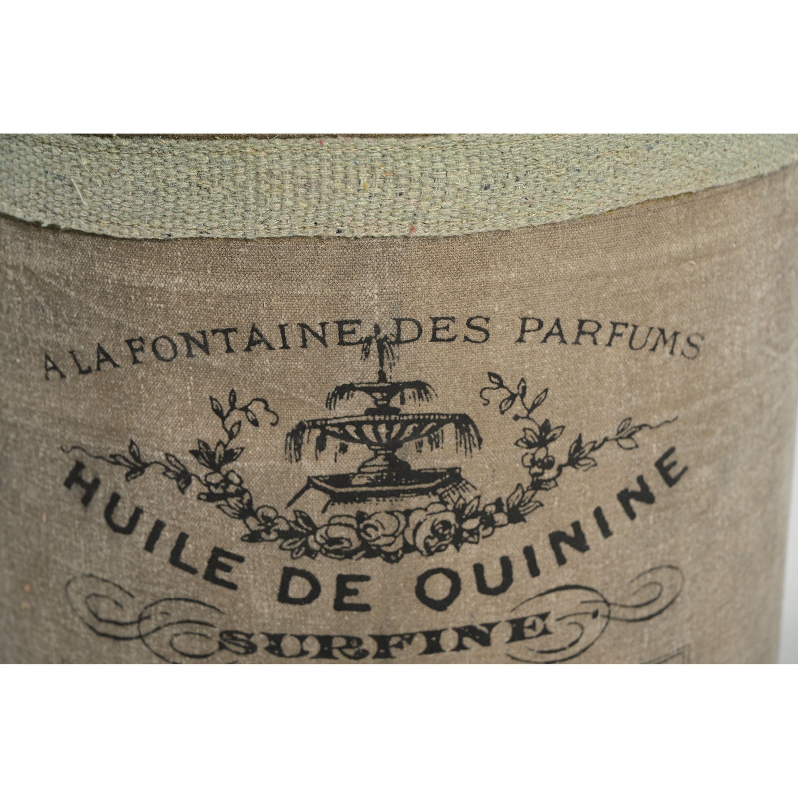 FRENCH CANVAS LEATHER PERFUME OTTOMAN