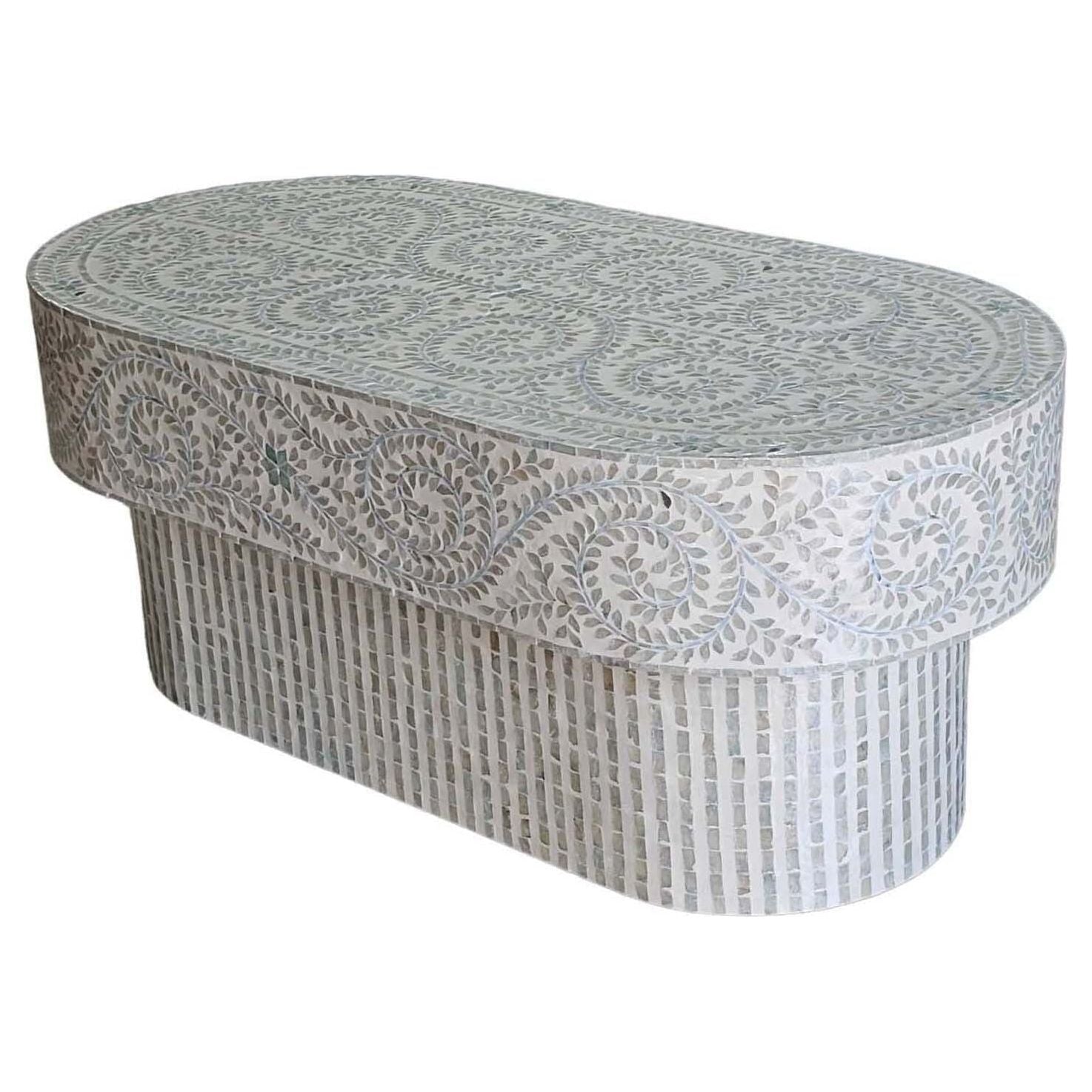 MOTHER OF PEARL SERENITY OVAL PEARL COFFEE TABLE
