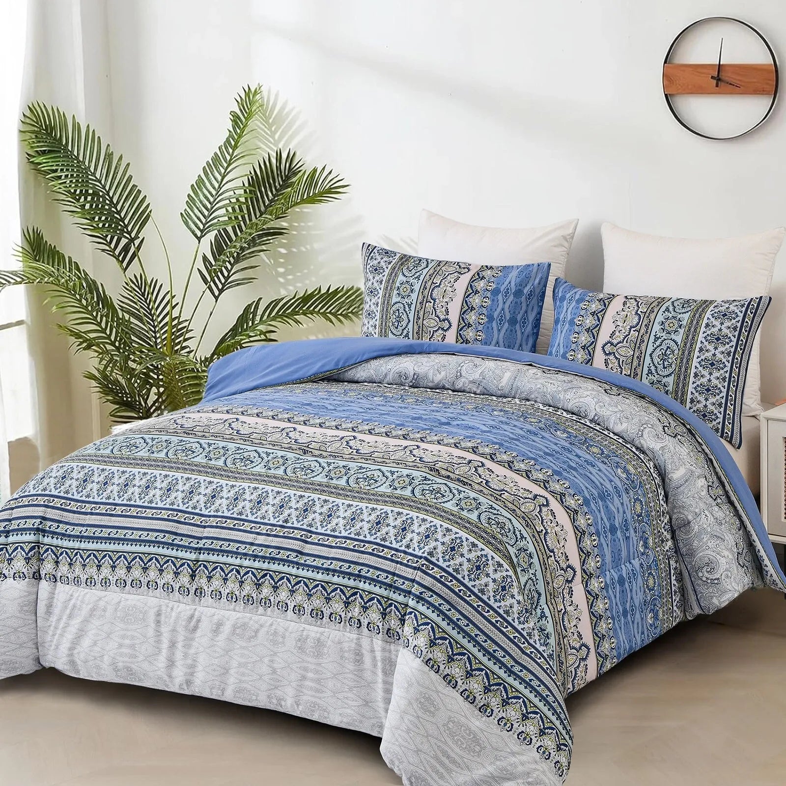 Blue Nordic Stripe Haven Comforter Quilted Doona Set