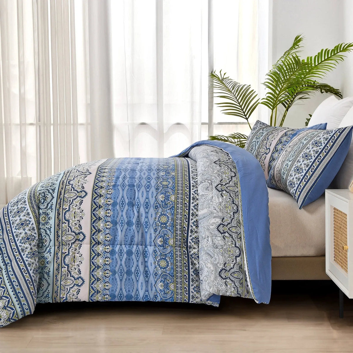 Blue Nordic Stripe Haven Comforter Quilted Doona Set