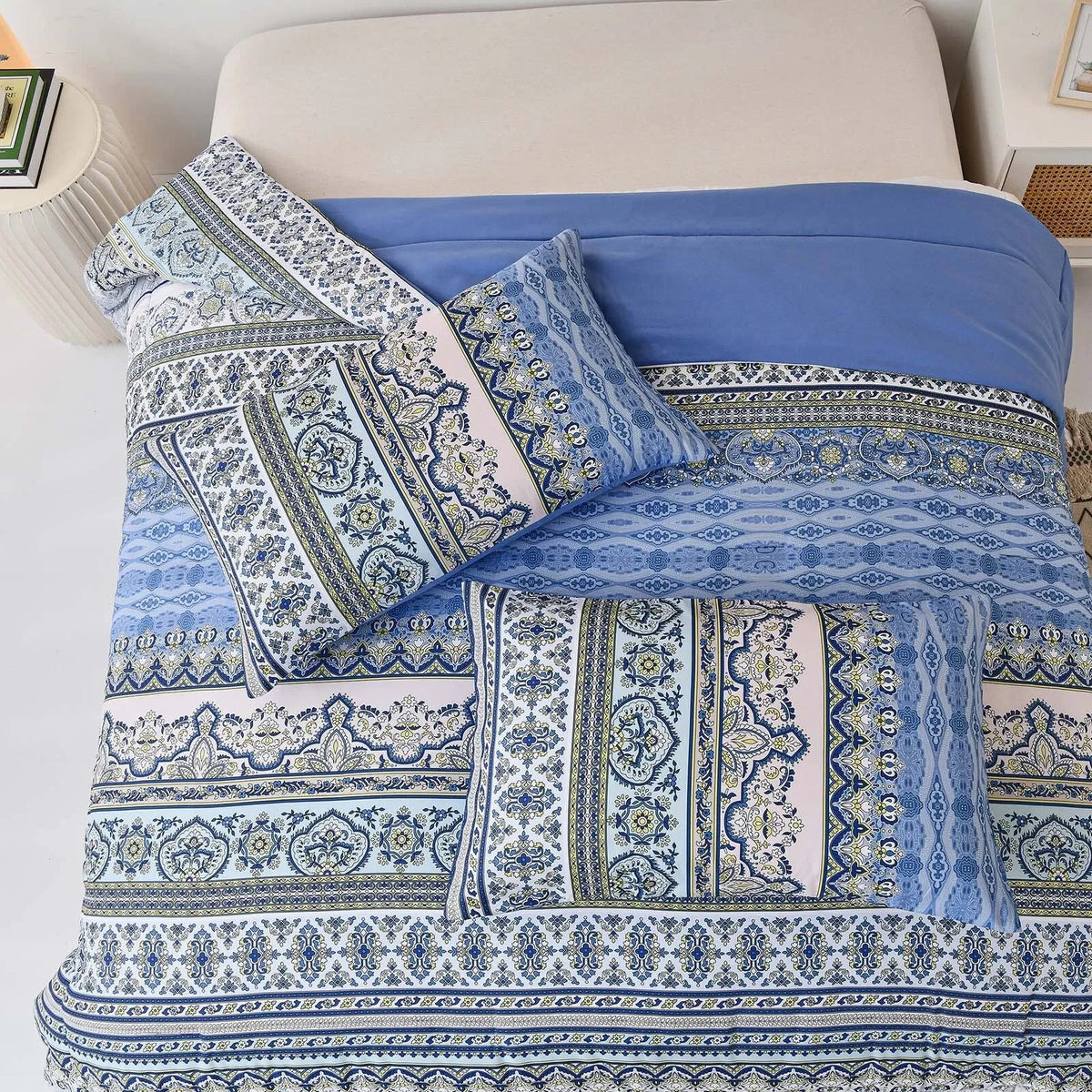 Blue Nordic Stripe Haven Comforter Quilted Doona Set