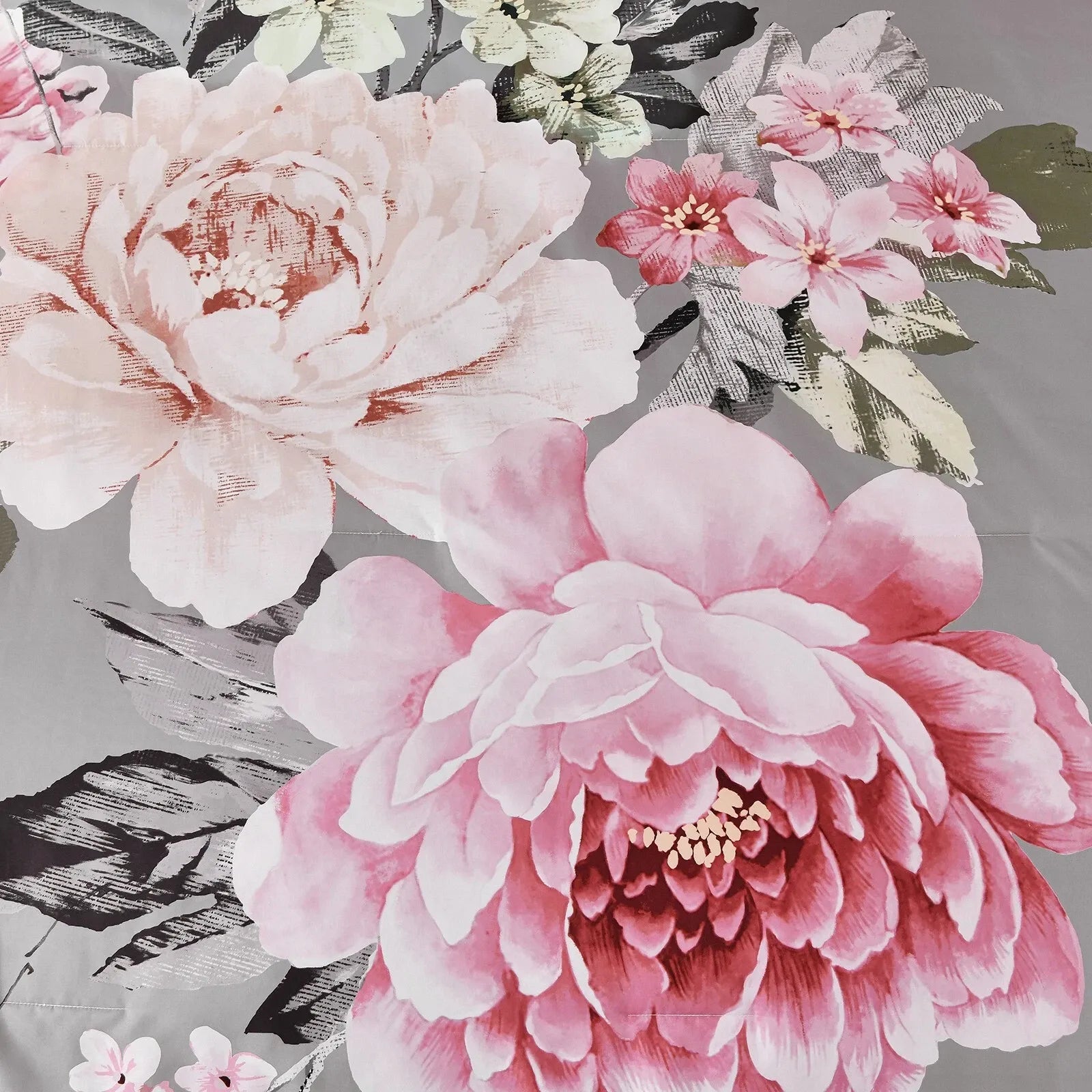Grey Blush Peony Garden Comforter Quilted Doona Set