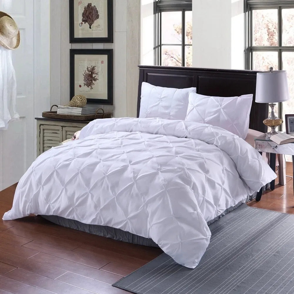 White Pintuck Cloud Comforter Quilted Doona Set