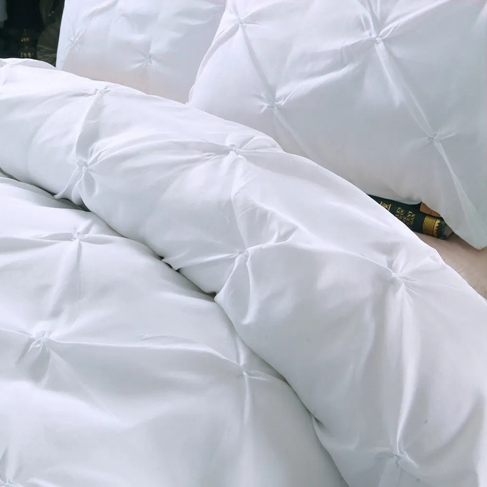 White Pintuck Cloud Comforter Quilted Doona Set