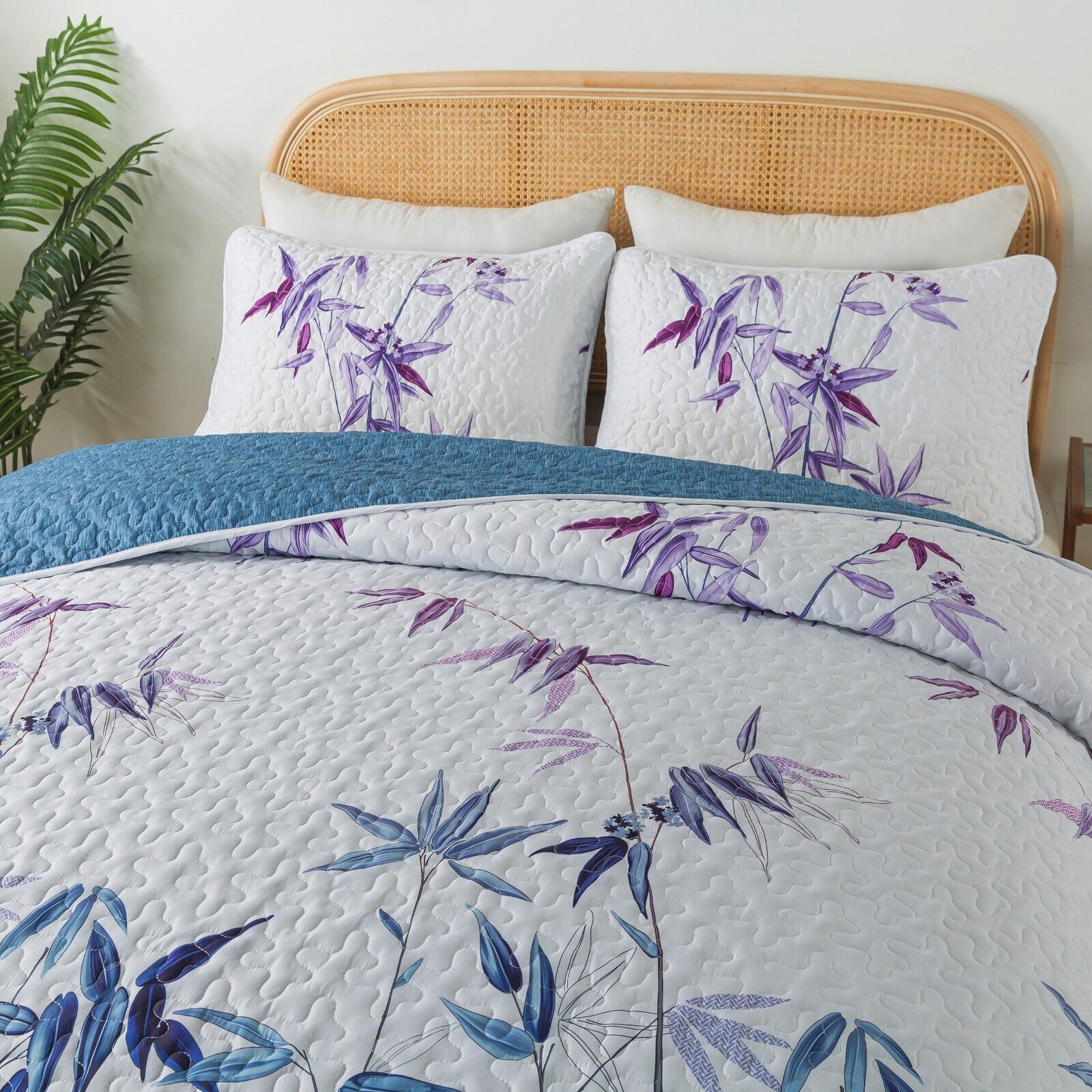 Ornate Vintage Lace purple blue3 Pc Bedspread & Pillow Cover Set