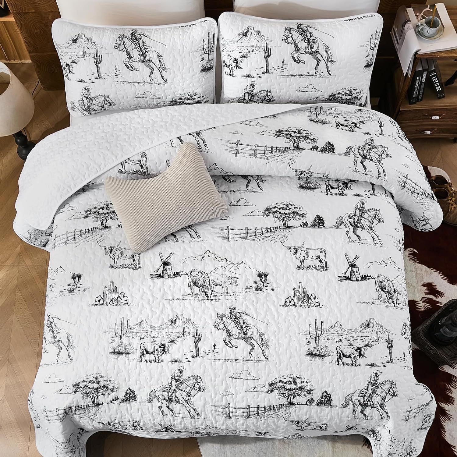 Black Quilted Vista Bedspread Coverlet 3 Piece Set