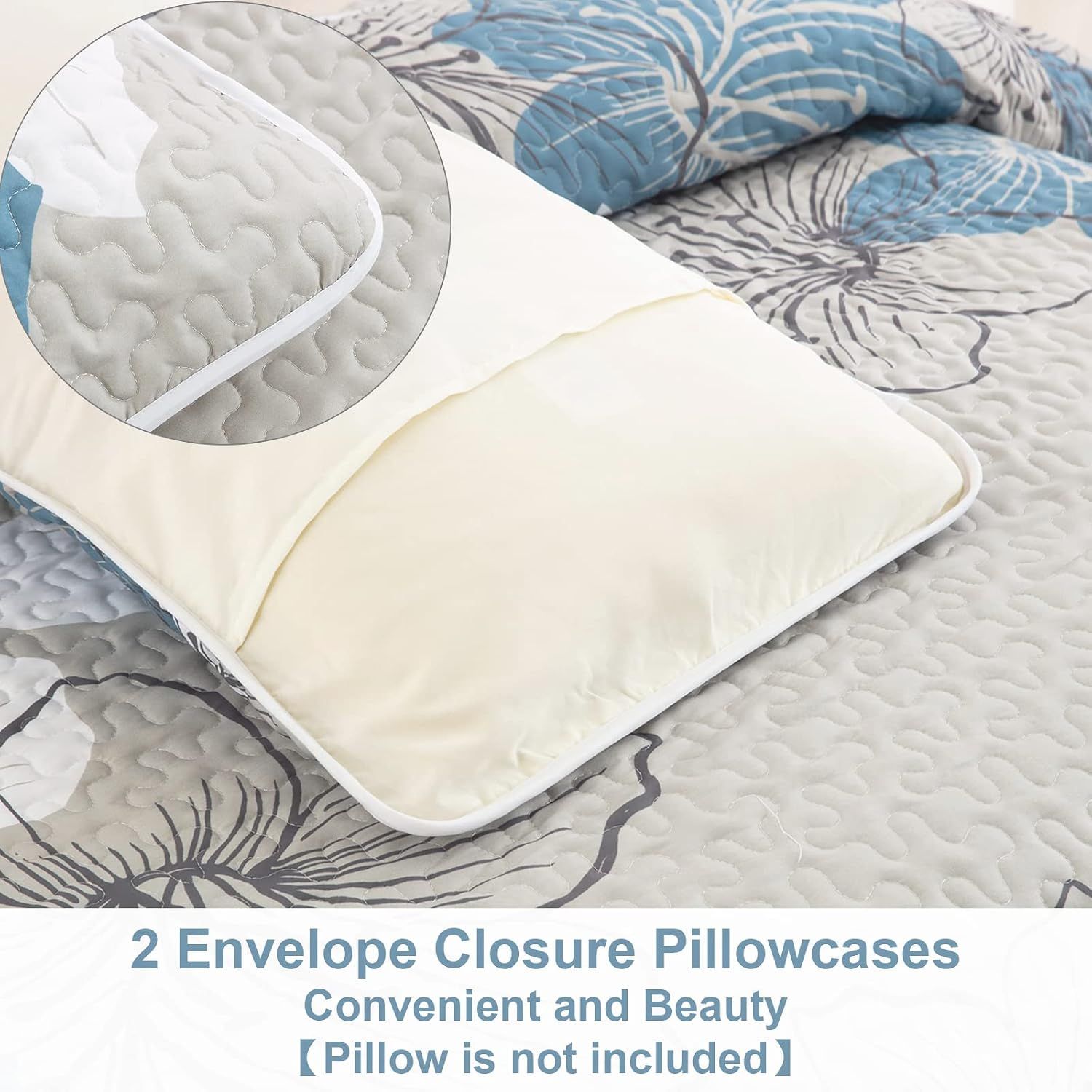 Blue Floral Boho Dream Bedspread Coverlet 3 Piece Set