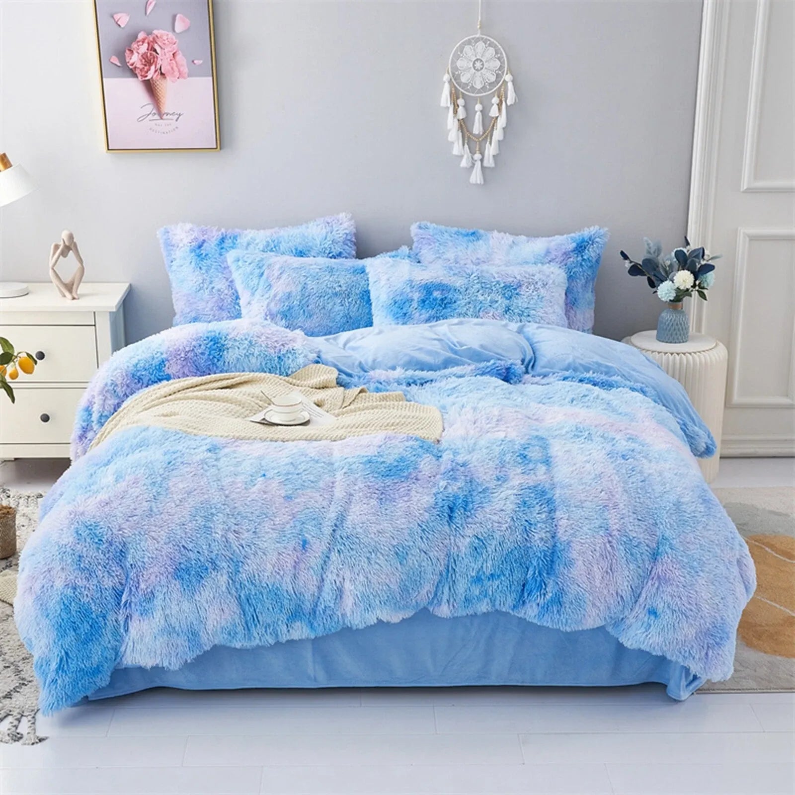Blue Plush Riviera Gallery Quilt / Doona / Duvet Cover set