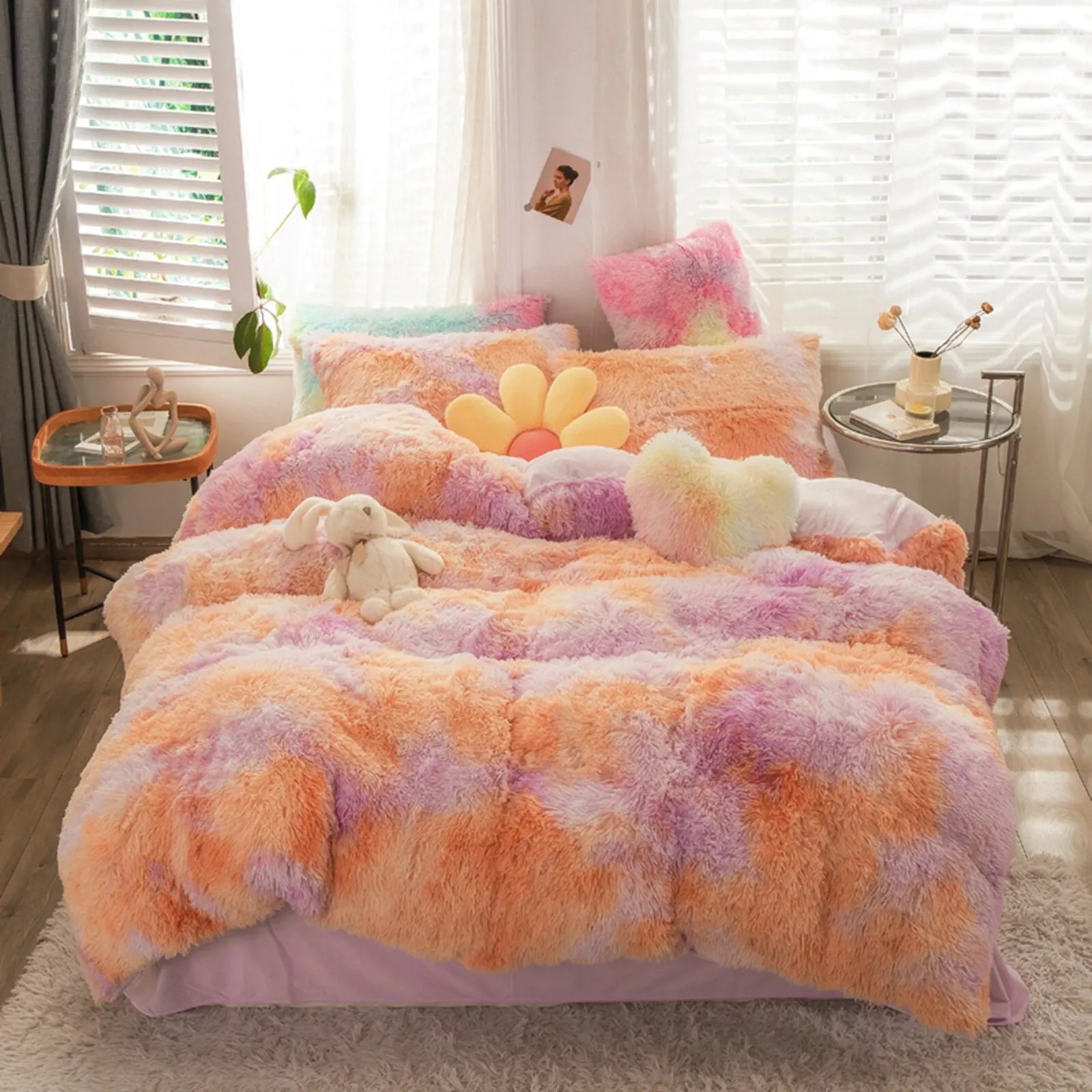 Peach Lilac Cloud Plush Quilt / Doona / Duvet Cover set