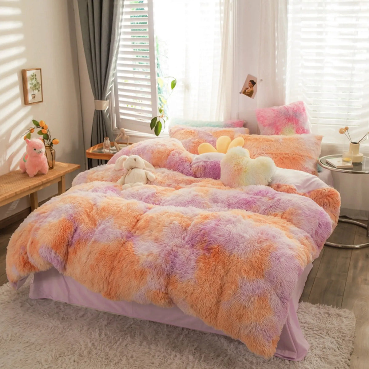 Peach Lilac Cloud Plush Quilt / Doona / Duvet Cover set