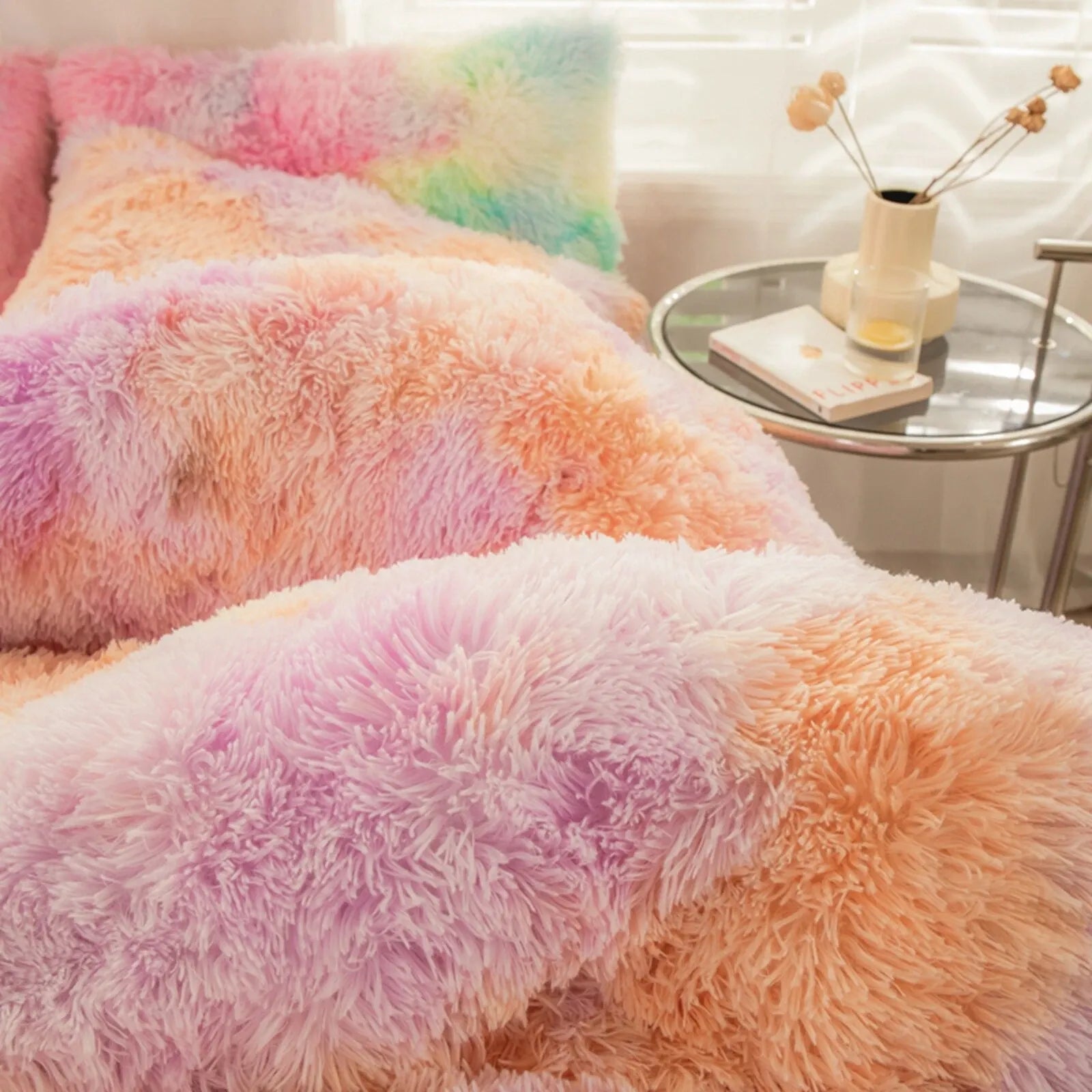 Peach Lilac Cloud Plush Quilt / Doona / Duvet Cover set