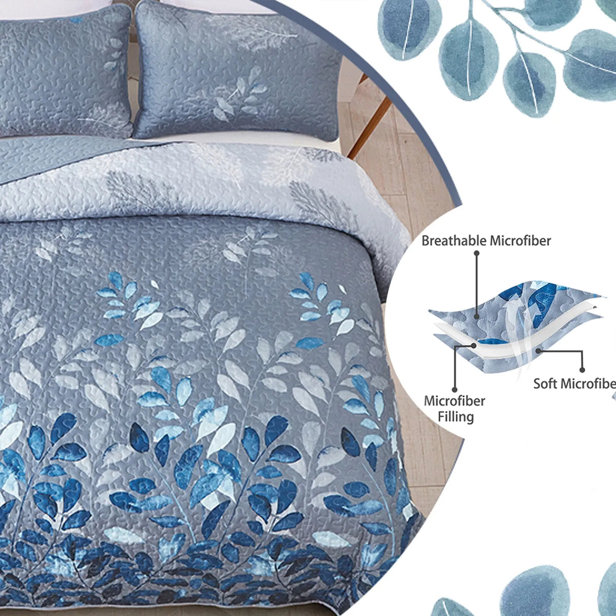 Estate Aurelia Leaf Quilt / Doona / Duvet Cover set