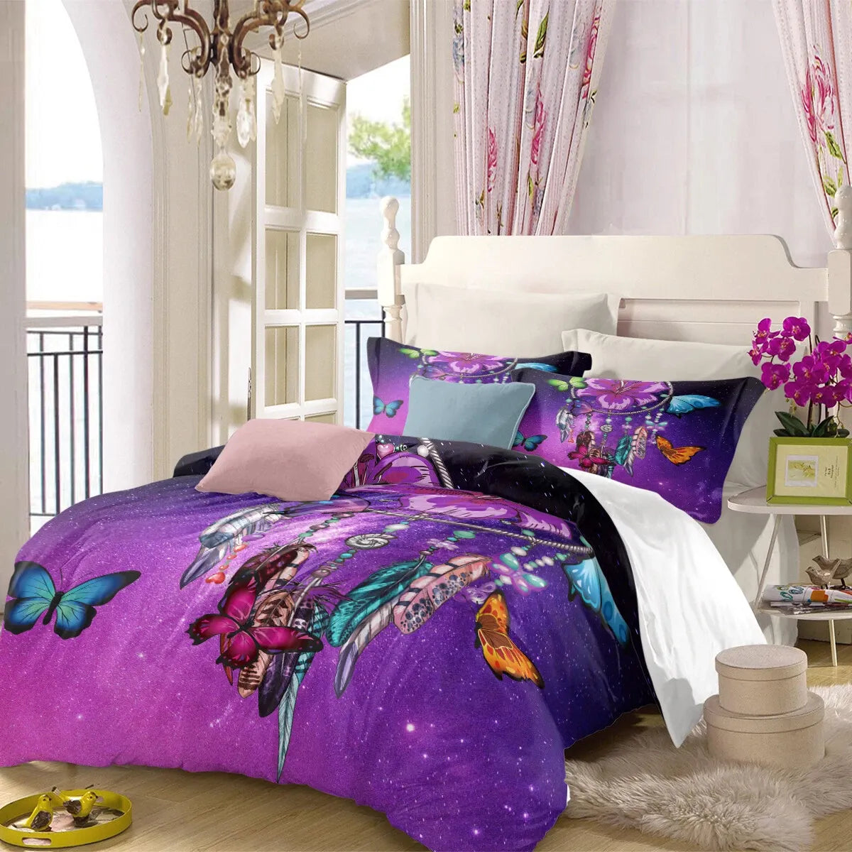 Stripe Violette Heritage Quilt / Doona / Duvet Cover set