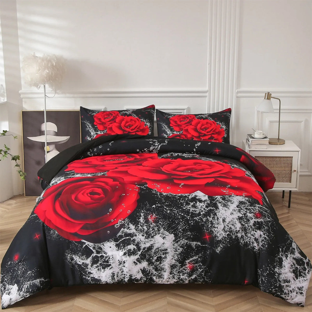 Red Rose Belgravia Dahlia Quilt / Doona / Duvet Cover set