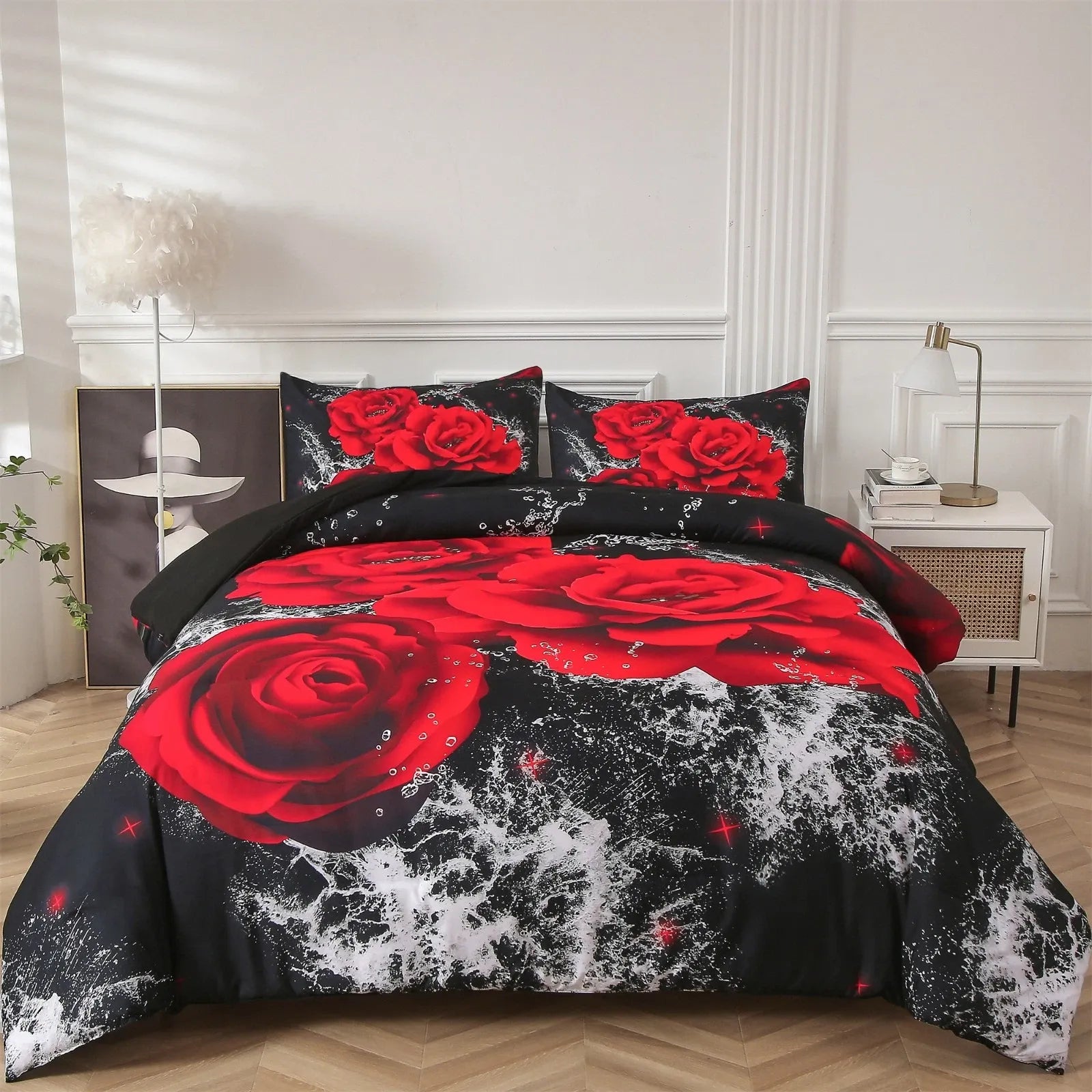 Red Rose Belgravia Dahlia Quilt / Doona / Duvet Cover set