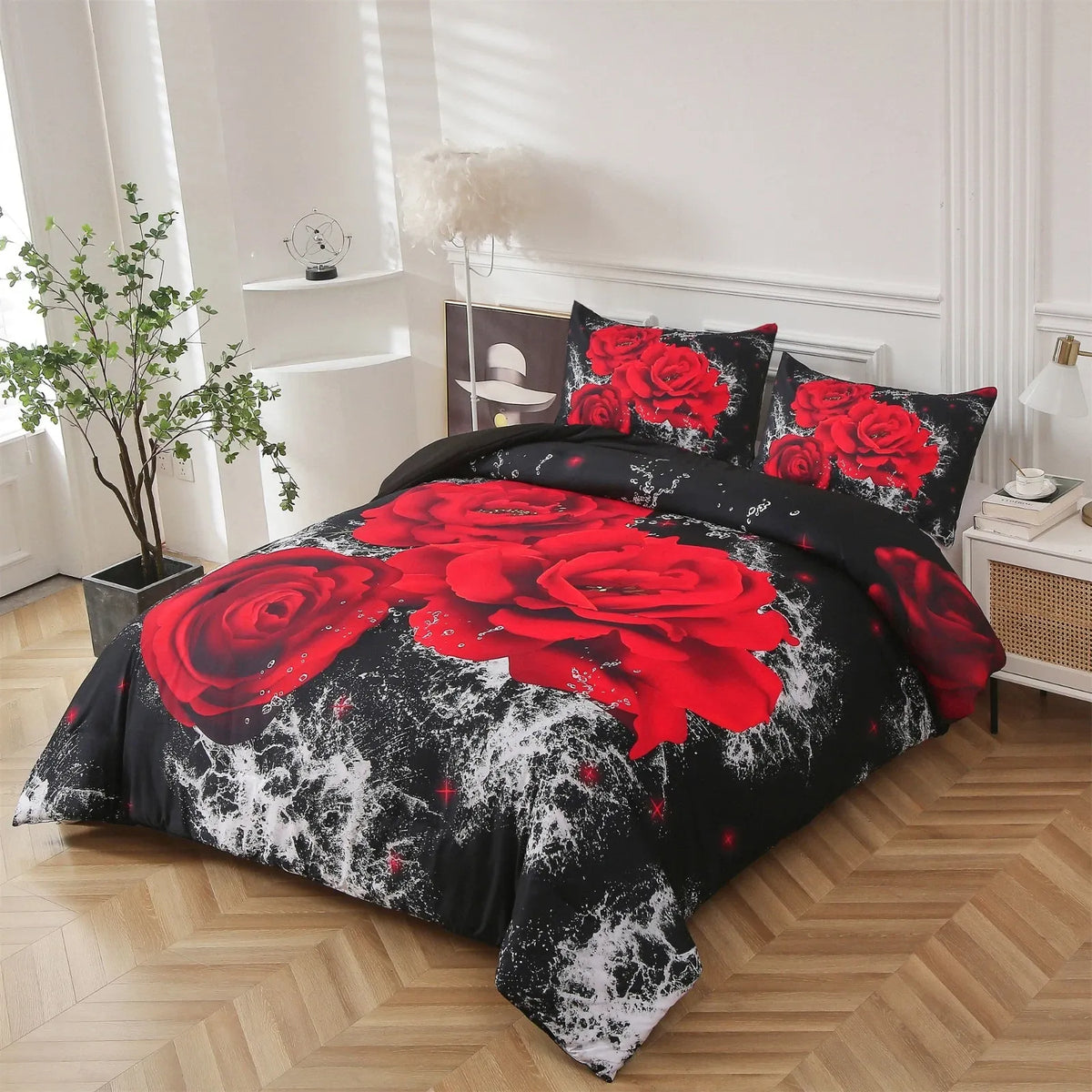 Red Rose Belgravia Dahlia Quilt / Doona / Duvet Cover set