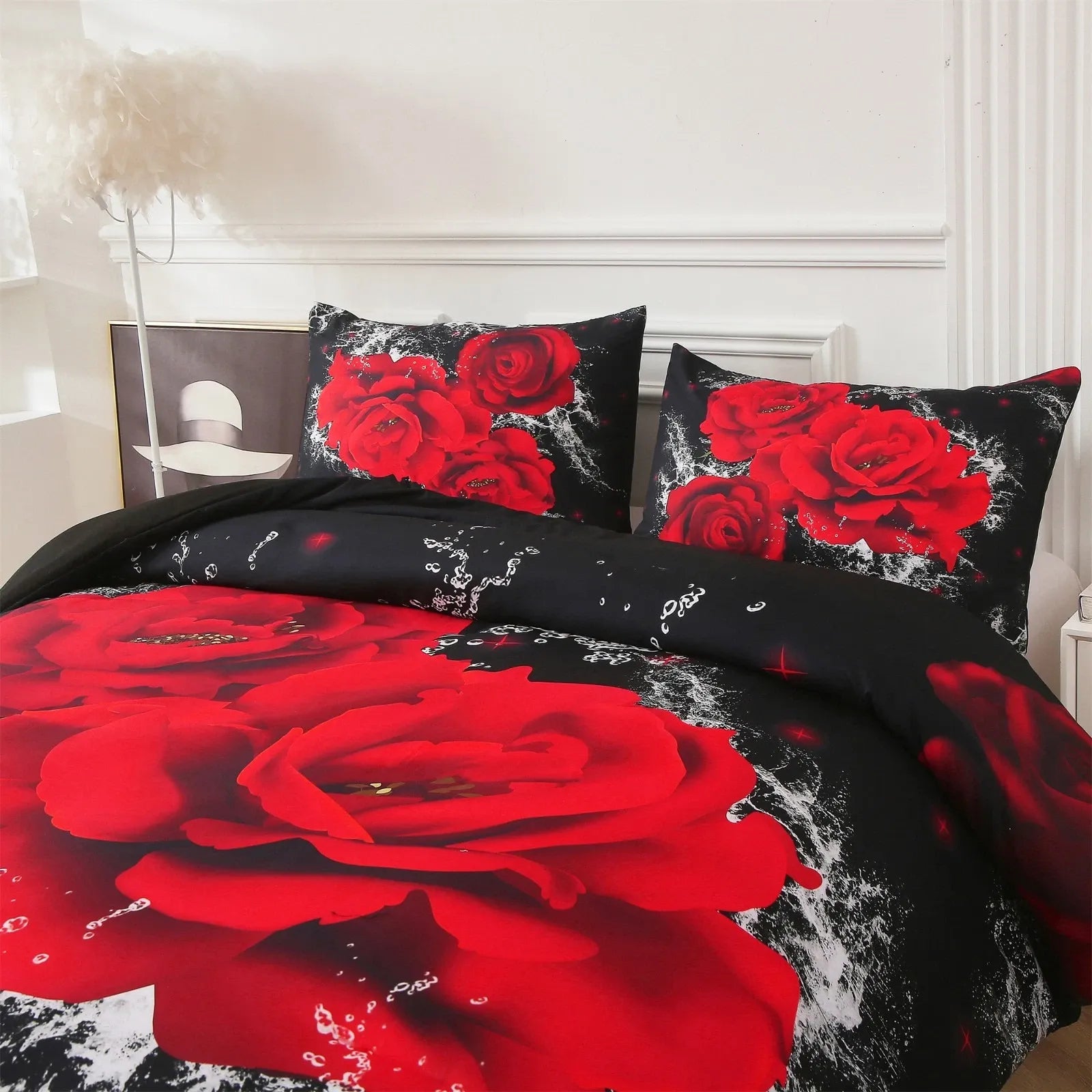 Red Rose Belgravia Dahlia Quilt / Doona / Duvet Cover set