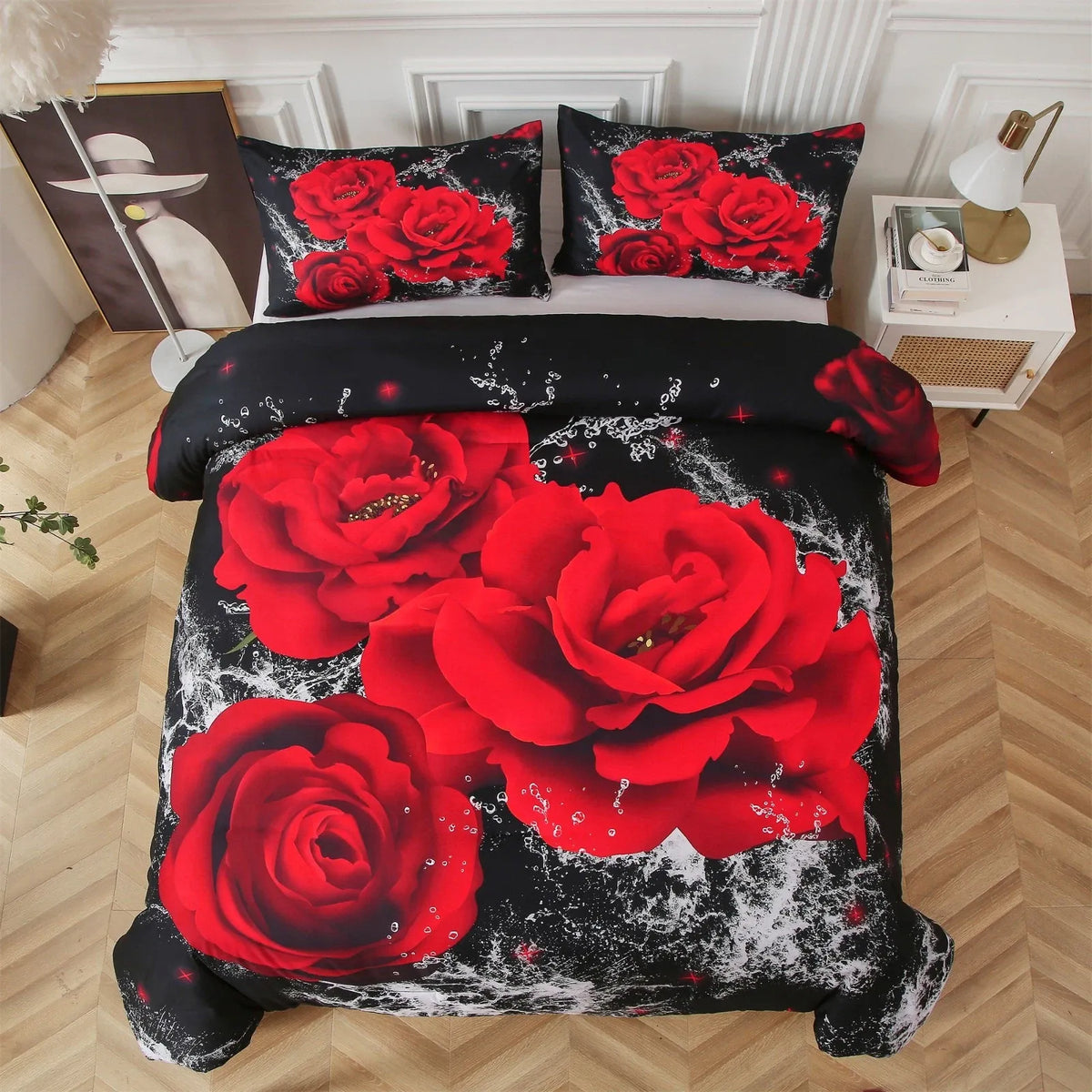 Red Rose Belgravia Dahlia Quilt / Doona / Duvet Cover set