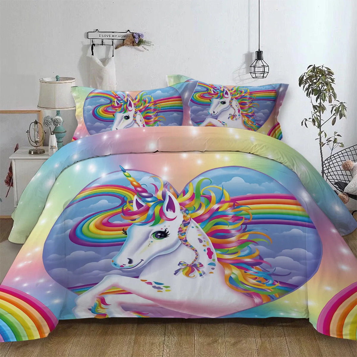 Unicorn Rainbow Sorrento Charm Quilt / Doona / Duvet Cover set