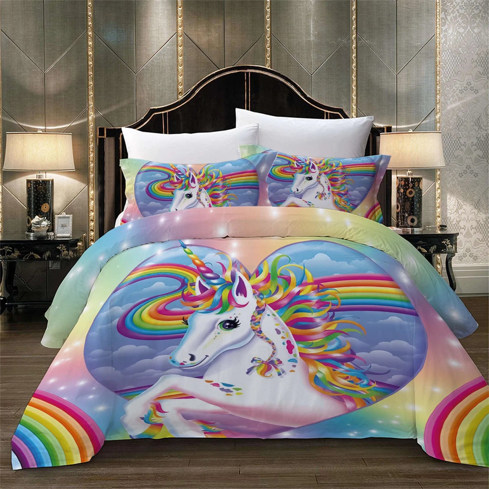 Unicorn Rainbow Sorrento Charm Quilt / Doona / Duvet Cover set