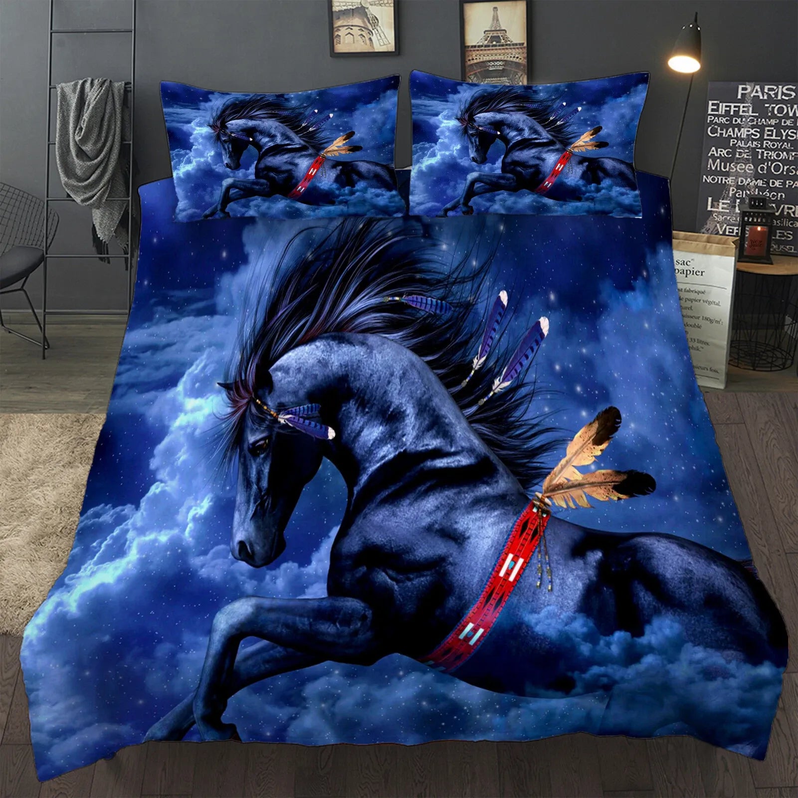 Blue Horse Vienna Gallery Quilt / Doona / Duvet Cover set