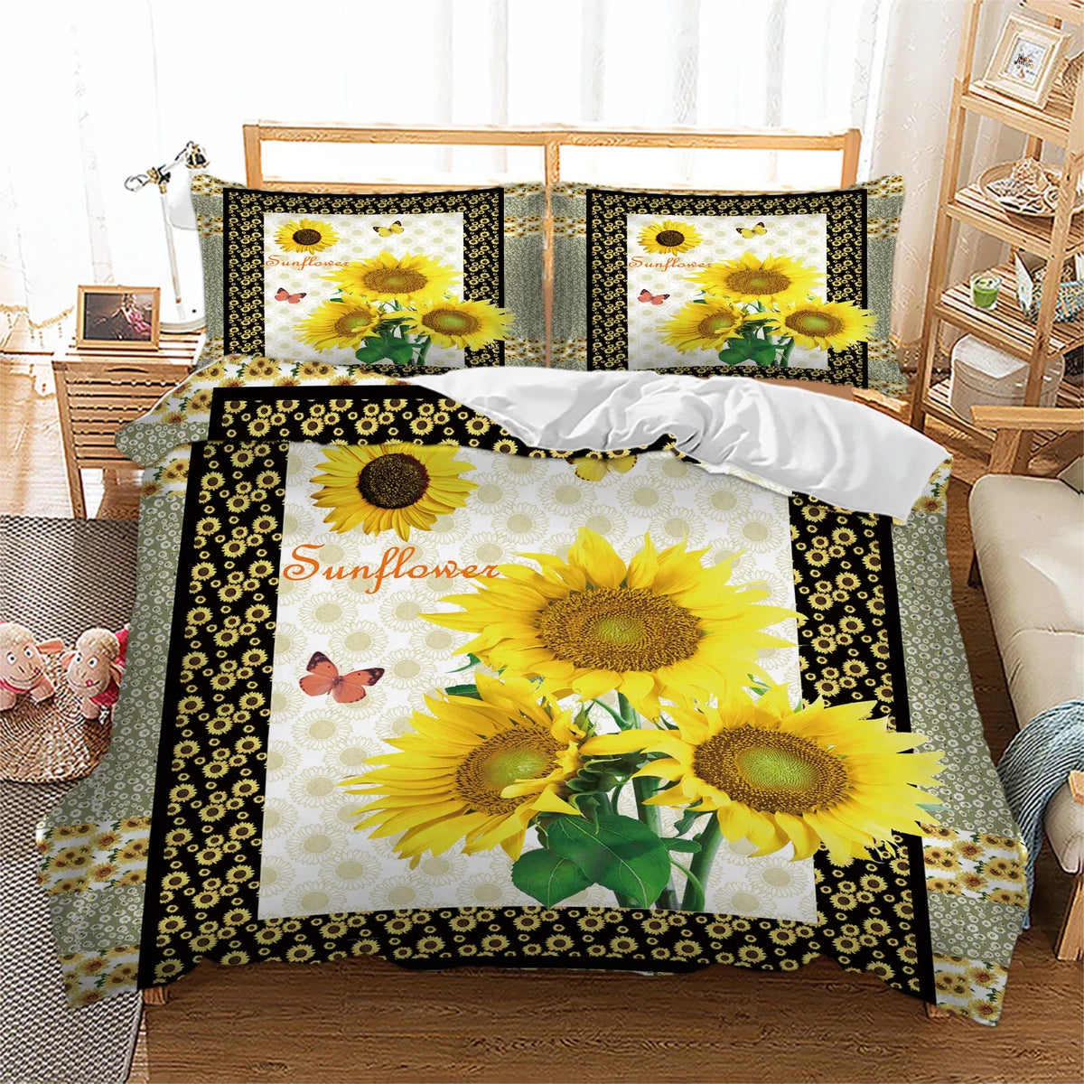 Golden Girasole Summer Bloom Quilt / Doona / Duvet Cover set