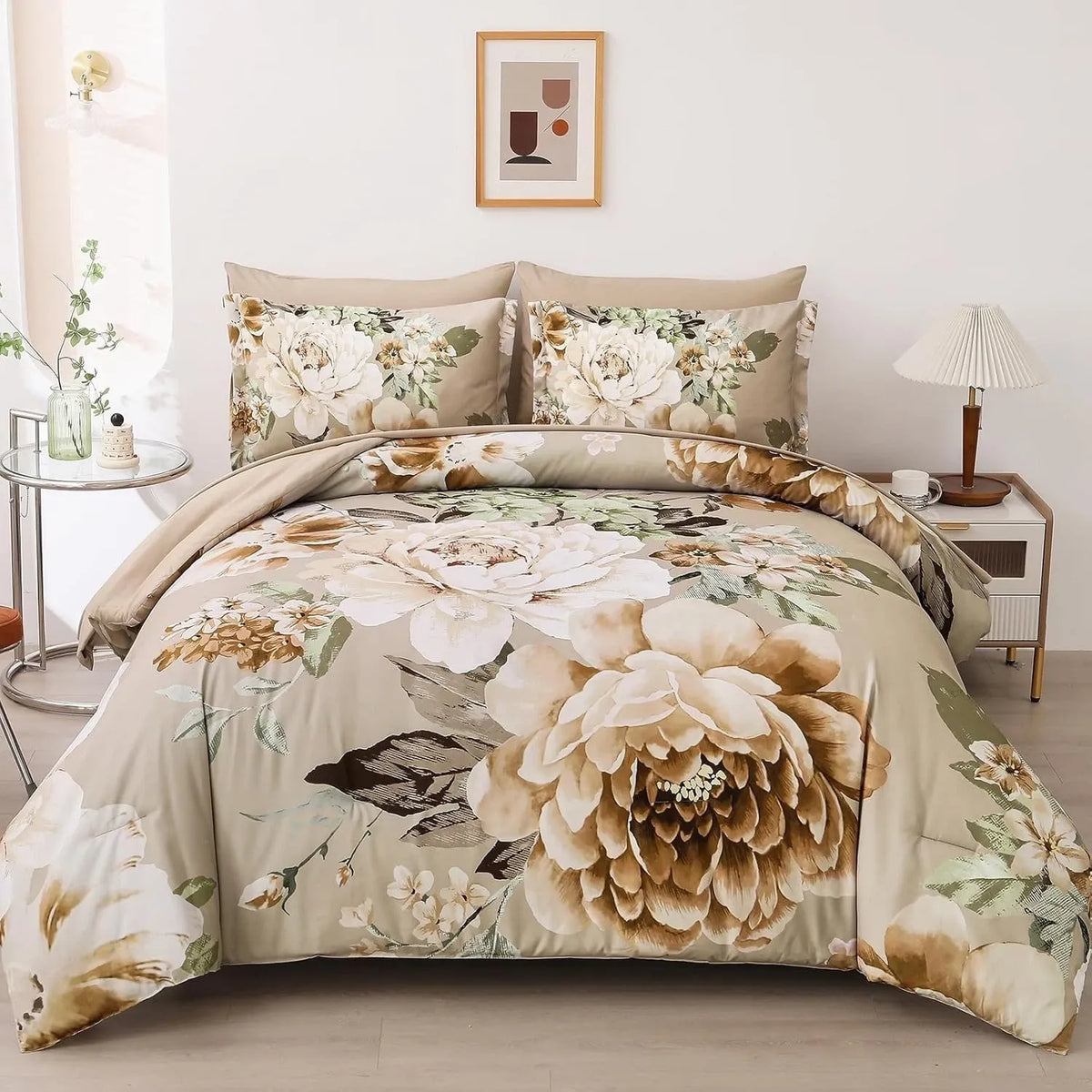Beige Bloom Lumiere Heritage Quilt / Doona / Duvet Cover set