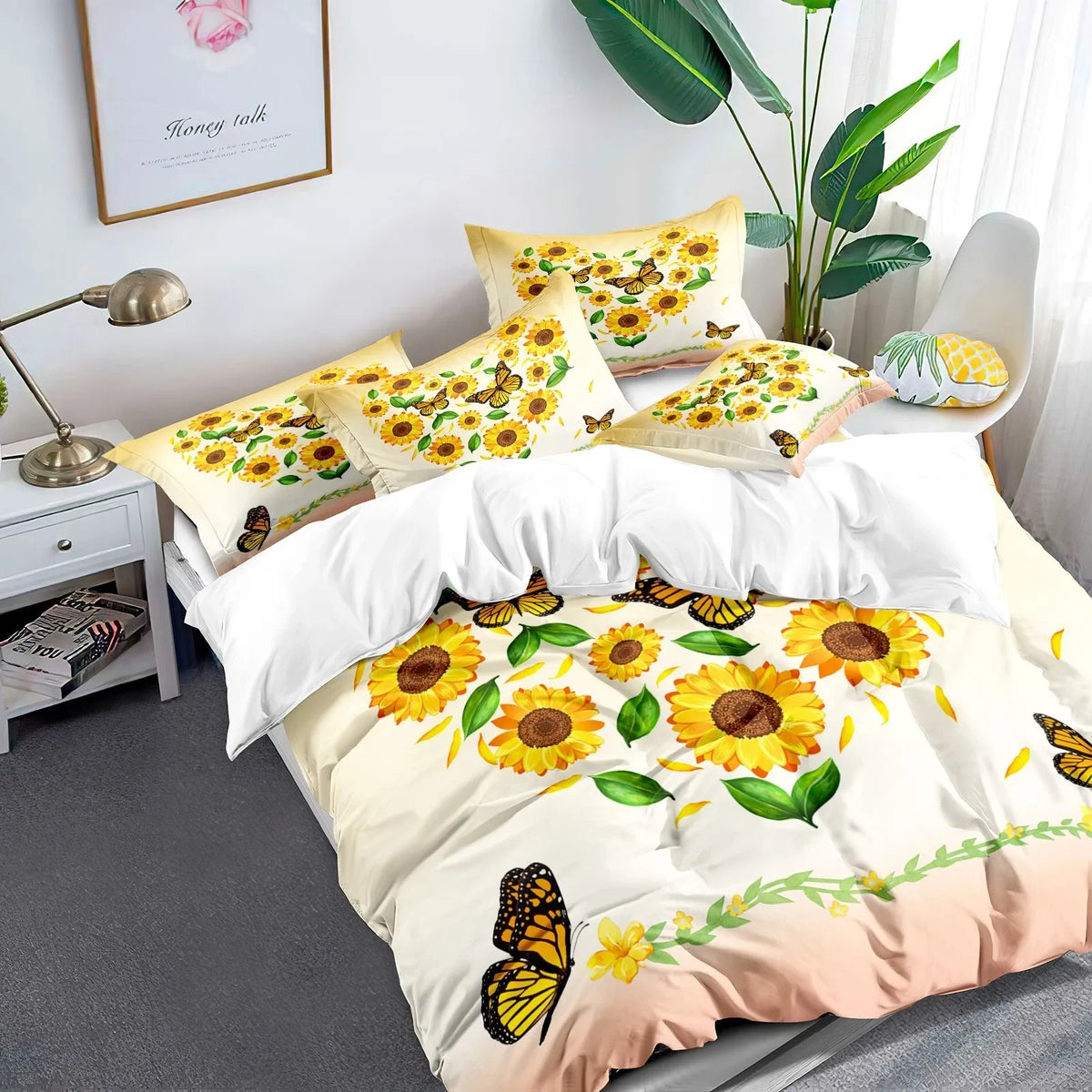 Sunflower Valencia Botanical Quilt / Doona / Duvet Cover set
