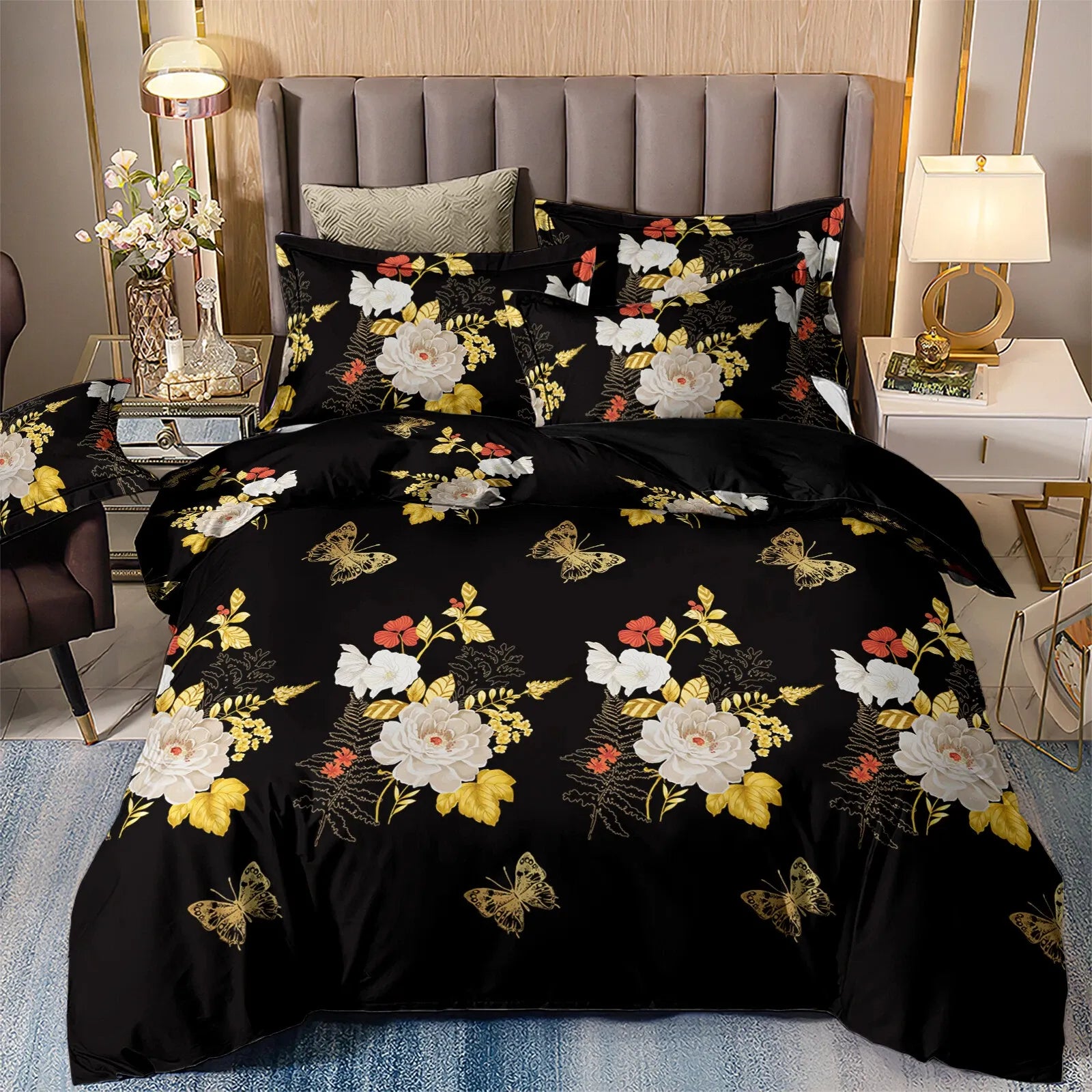 Black Sorrento Marigold Quilt / Doona / Duvet Cover set