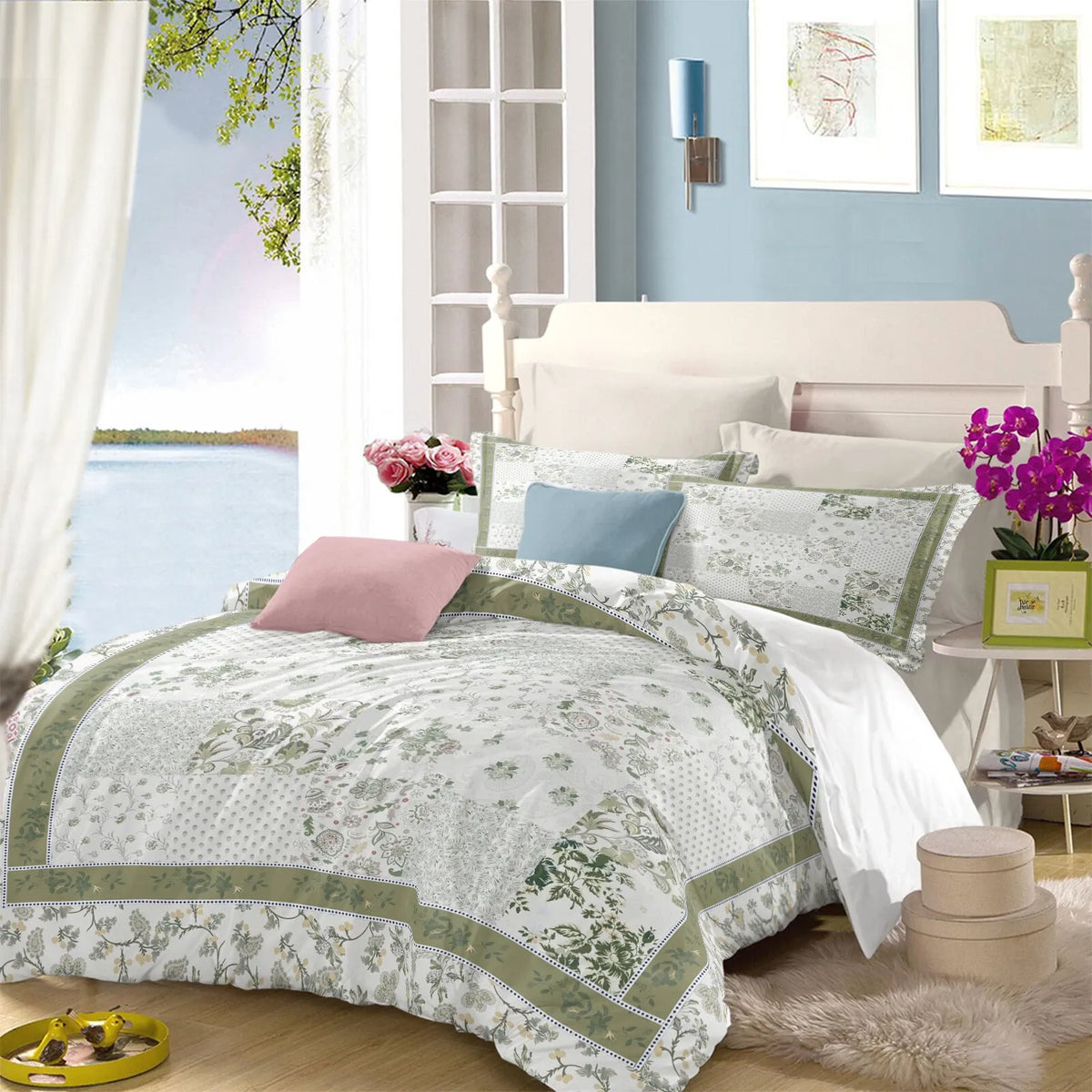 Patchwork Flower Vivienne Leaf Quilt / Doona / Duvet Cover set