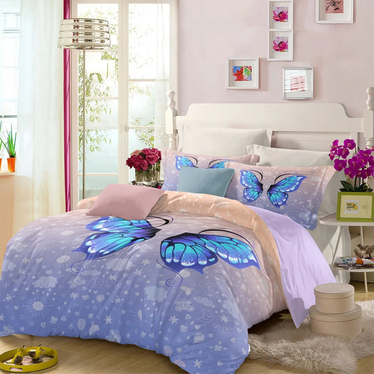 Butterfly Venetian Willow Quilt / Doona / Duvet Cover set