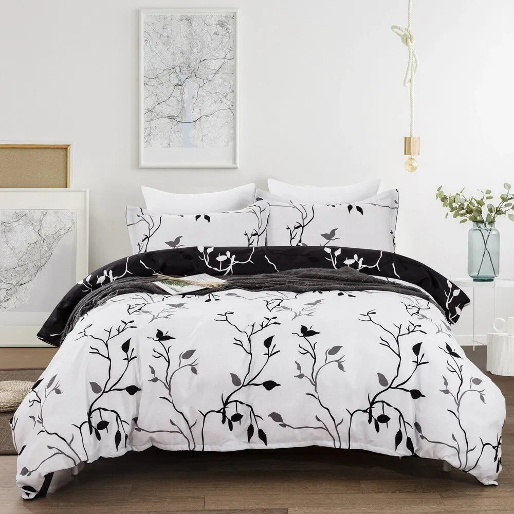 Black White Willow Branch Quilt / Doona / Duvet Cover set