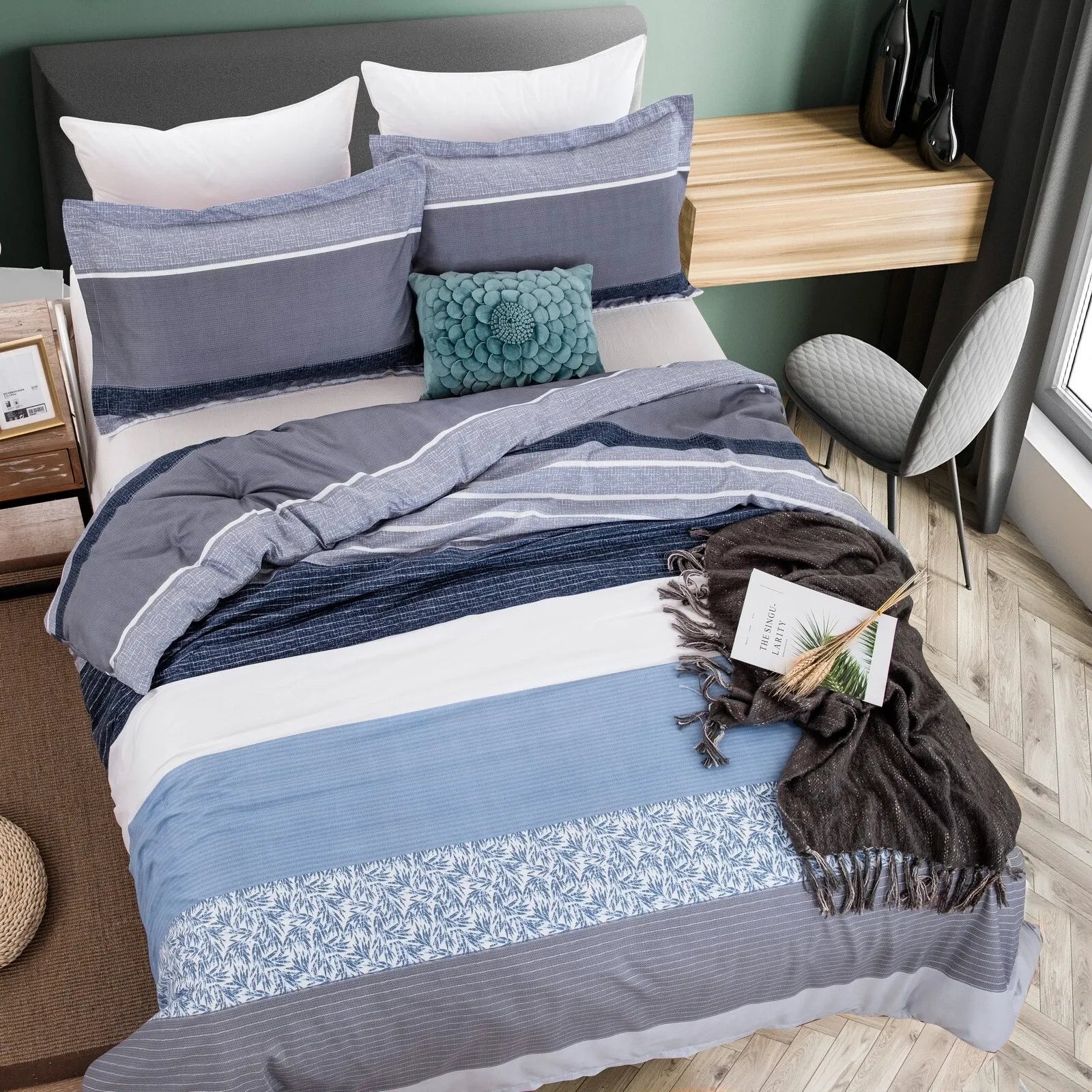 Stripe Elara Ivy Quilt / Doona / Duvet Cover set