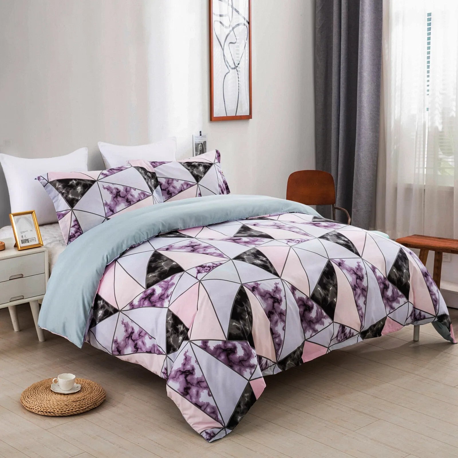Stripe Madeira Dahlia Quilt / Doona / Duvet Cover set
