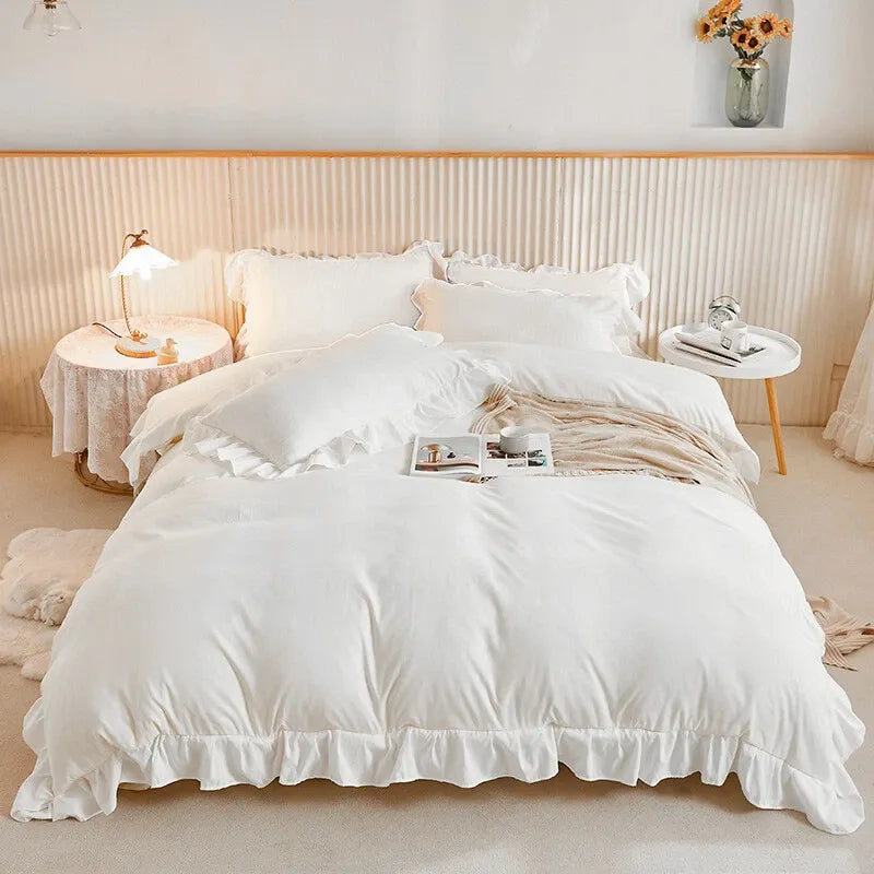 Ruffled Edge Como Ivy Quilt / Doona / Duvet Cover set