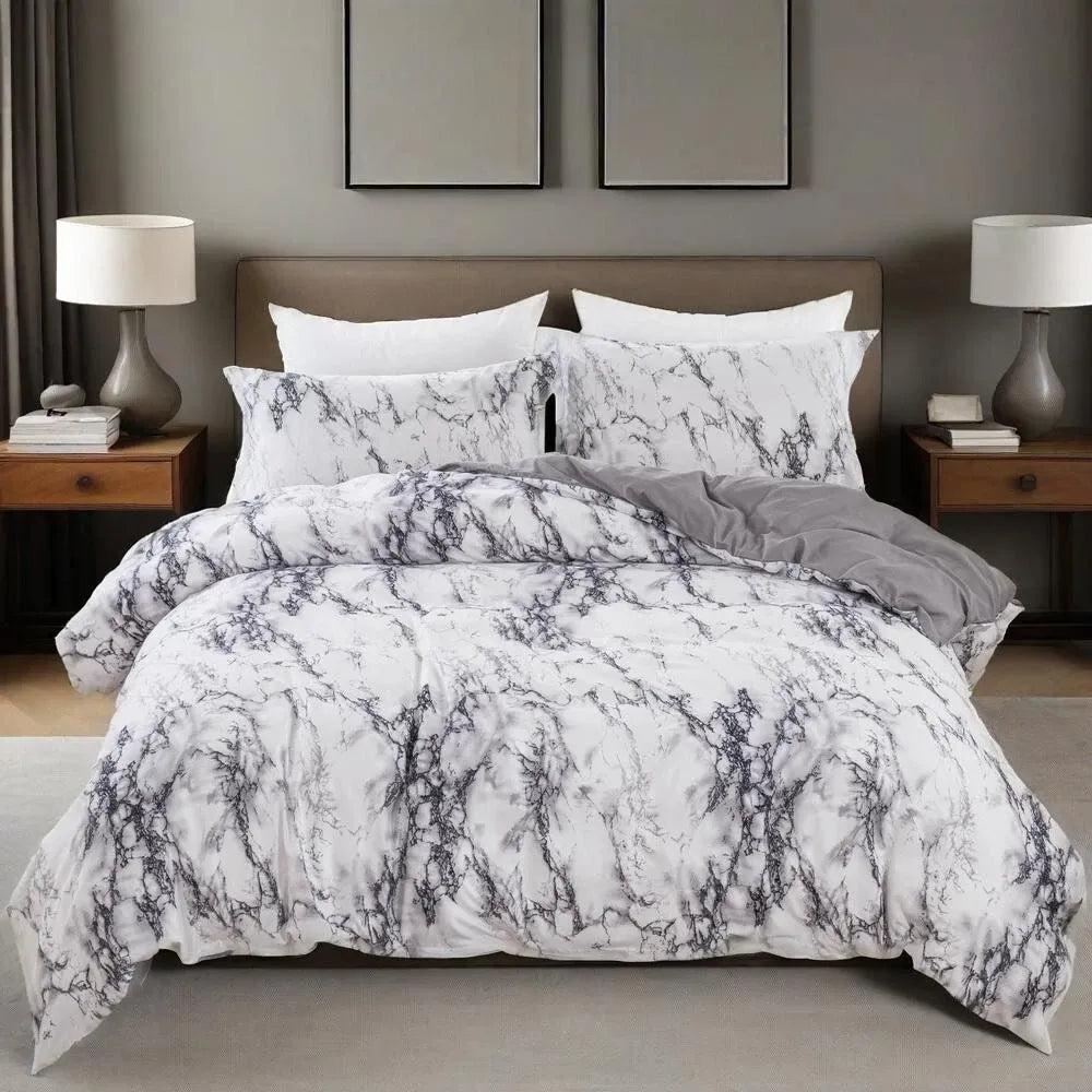 Gray Marbled Como Serenity Quilt / Doona / Duvet Cover set