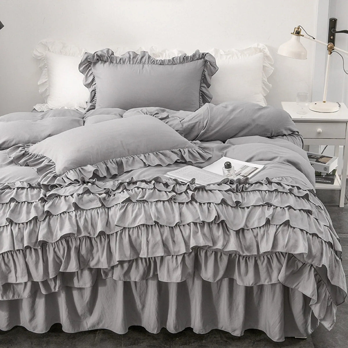 Multi Ruffled Geneva Charm Quilt / Doona / Duvet Cover set